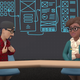 Two people interacting in Meta's Horizon Workrooms app.
